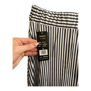 Robert Louis Navy Blue and White strip A-Line Skirt NWT large